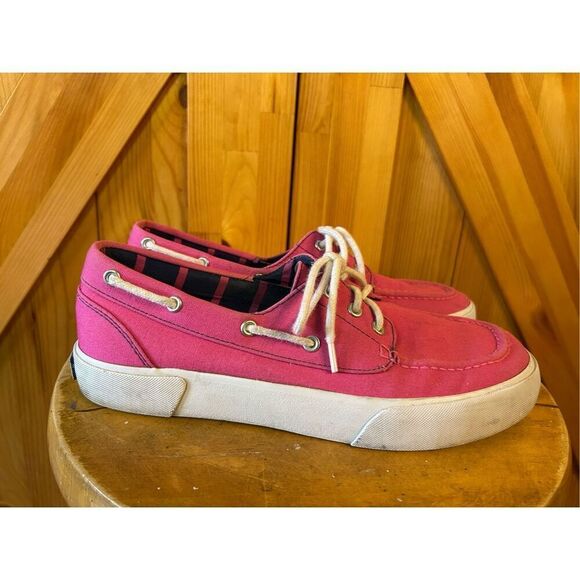 Polo Ralph Lauren Lilia canvas stripes pink size 9B  - Picture 1 of 9